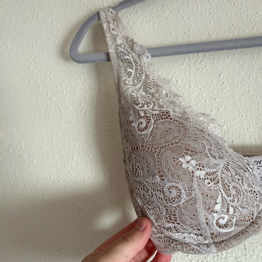 Thirdlove 24/7 All Day Pink Nude Lace Plunge Uplift Bra 32 D - Picture 3 of 5